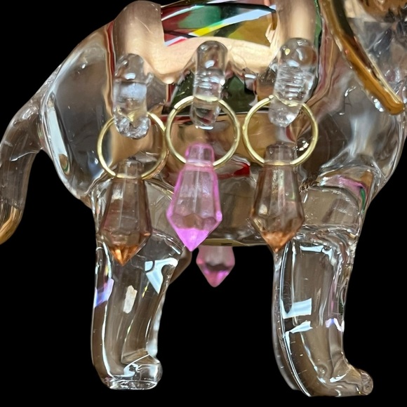 Exquisite Handblown Glass Elephant Figure Gold Details - Picture 5 of 9
